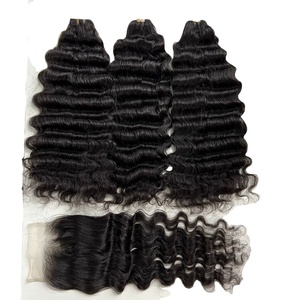 <b>Deep</b> <b>Wave</b> HD Lace Closure Human <b>Hair</b> Transparent Lace Soft Natural Wavy Texture Premium <b>Hair</b> - Product Image 2