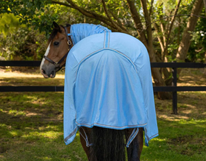 Tapis de cheval combiné en maille respirante avec couvre-cou Feuille d'été légère pour la protection contre les UV et les insectes fabriquée en Inde - Product Image 6
