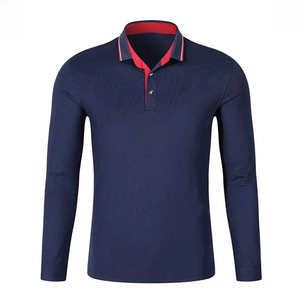 Vente en gros taille personnalisée hommes 100% coton pour polos solide haute rue contraste couleur manches longues techniques brodées - Product Image 1