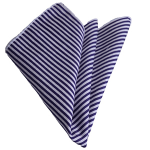 Navy Blue and <b>White</b> Striped Cotton Woven Neckerchief - Product Image 1
