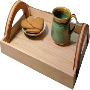 ถาดเสิร์ฟไพน์วู้ดหรูหราพร้อมด้ามจับไม้สักโค้งของขวัญแฮนด์เมดแบบพรีเมี่ยมสำหรับชากาแฟและของว่างสำหรับเดือนรอมฎอน - Product Image 1