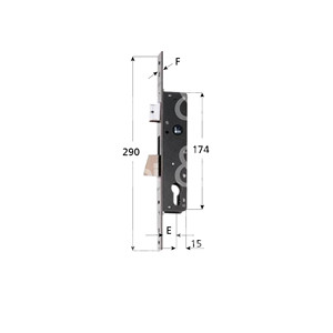 ELECTA LOCK pour montants latéraux, boulon oscillant, loquet réversible, avant en acier inoxydable 22X290mm, cylindre en forme, non - Product Image 1
