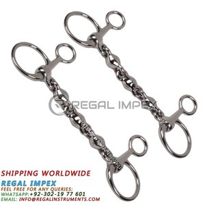 Baucher Horse Bit Multi-Link Cheeks Bent Shanks Instrument vétérinaire en acier inoxydable argenté pour grossistes Équestres - Product Image 6