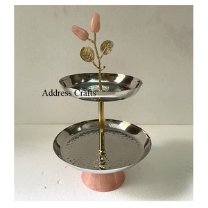 ที่วางคัพเค้กแบบ2ชั้นทำจากเหล็กสแตนเลสเป็นมิตรต่อสิ่งแวดล้อมสำหรับตกแต่งเค้กงานเลี้ยงวันเกิด - Product Image 1