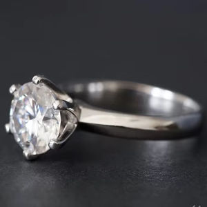 Anillo de compromiso de piedras preciosas de moissanita Original de Plata de Ley 925, joyería fina de corte redondo personalizable - Product Image 4