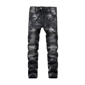 Pantalones Vaqueros Personalizados para Hombre, Cintura Alta, con Cierre, Elásticos, Estilo Hip Hop, Lavados, Sólidos, Casuales, Ajustados, Precio Económico - Product Image 6