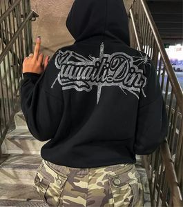 Vente en gros pas cher taux strass sweats à capuche meilleure vente 2024 hiver arrivée hommes épais polaire blanc visage complet fermeture éclair sweats à capuche vente - Product Image 3