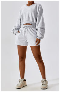 Vente en gros Sweatshirts en coton mélangé personnalisés pour femmes Pull à manches longues et haut court pour la vie active Vêtements d'hiver - Product Image 5