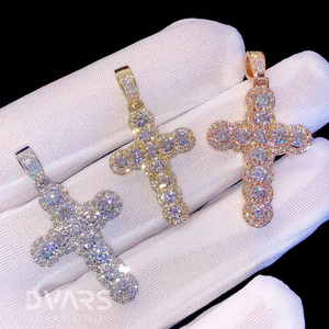 Iced VVS Moissanite <b>Cross</b> Charm <b>Pendant</b> Unique Charms Design 925 Sterling <b>Silver</b> Luxury Certified Hip Hop Religious <b>Pendant</b> - Product Image 4