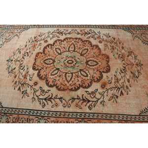 Grand tapis turc vintage de 5,6 x 8,8 pieds, tapis en laine orange style sud-ouest - Product Image 5