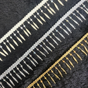 Luxury Pearl Beaded <b>Fringe</b> Latkan Lace Trim Sarees Gowns and <b>Curtains</b> Shining Latkan Drops for Bridal Dresses and Home Decor - Product Image 1