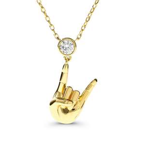 สร้อยคอเงินแท้รูปงูพร้อมจี้รูปท่าทางร็อคแอนด์โรลของ Jeulia - Product Image 1