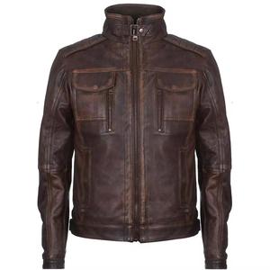 Trendy Custom Cotton <b>Filled</b> 100% Genuine Leather Nylon <b>Mens</b> <b>Jackets</b> Zipper Closure Vintage Style Casual Wear <b>Men</b> Leather <b>Jacket</b> - Product Image 1