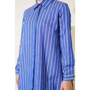 Chemise Rayée à Boutons Cachés Bleu Marine - Product Image 4