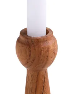 Vintage Inspired Wooden <b>Candle</b> Stand with Pillar Base for Christmas Decor in Industrial Farmhouse Interiors Rustic Home <b>Settings</b> - Product Image 5