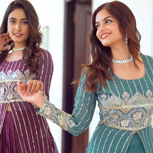 Beau choli indien et pakistanais traditionnel avec haussement d'épaules attaché et broderie lourde Lehenga pour mariages et fêtes - Product Image 1