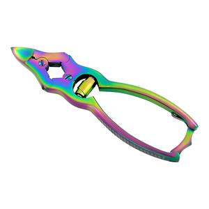 Lame incurvée poussoir à cuticules matériau en acier coupe-ongles incarnés avec poignée imprimée pour orteils soin des ongles ressort de baril 70 - Product Image 1