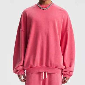 เสื้อสเวตเชิ้ตผู้ชายคุณภาพสูง ผลิตจากผ้าโพลีเอสเตอร์ผสมฝ้าย แบบยูนิเซ็กซ์  ไม่มีลาย  แขนยาว  หนานุ่ม  ซักย้อมสีแบบแอซิดวอช  ปักลาย  ผ้าฟลีซ  สำหรับฤดูใบไม้ร่วง - Product Image 4