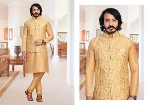 Ensemble de pyjama Kurta traditionnel indien tendance avec tissu de soie de gilet avec séquence directement du fournisseur indien - Product Image 3