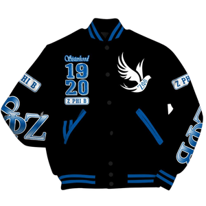 Zeta Phi Beta 1920 azul blanco hermandad ZPB Greek Life Varsity Letterman chaqueta Chenille Patch Founders Edition - Product Image 4