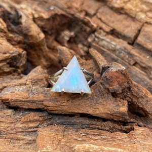 Trillion Moonstone Ring Handmade 925 Sterling Silver June Birthstone Unique Statement Fashion Jewelry Gift For Women <b>Men</b> - Product Image 1