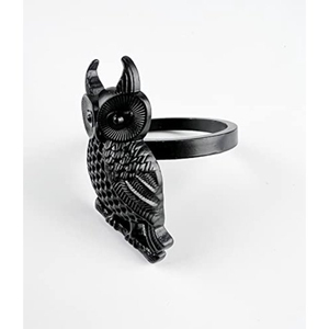 Design attrayant hibou serviette anneaux organisateur de tissus qualité créative noir métal serviette anneau en gros maison Table accessoires - Product Image 2