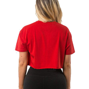 Top corto personalizado, camisetas cuadradas para mujer, Media manga con diseño de cuello redondo, Color sólido, 100% algodón, camisetas orgánicas lisas de verano - Product Image 3