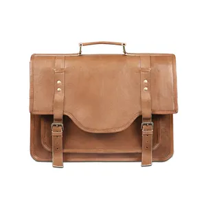 Sac pour ordinateur portable en cuir véritable 2-en-1 de qualité supérieure avec sangle détachable Design classique de luxe et intemporel Fonctionnalité étanche - Product Image 1