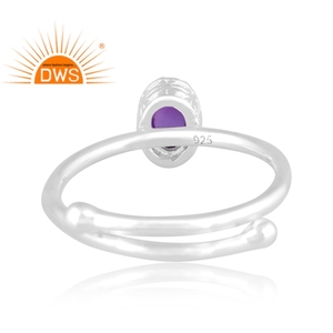 Meilleures ventes Bague empilable en argent sterling fin avec améthyste naturelle Fabricant de bijoux personnalisés - Product Image 4