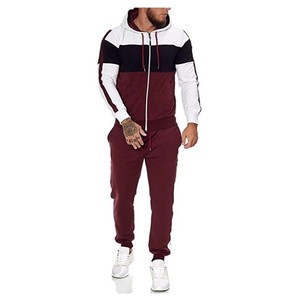 Survêtements pour hommes avec fermeture éclair contrastée à deux tons, style de rue vierge avec sweats à capuche, survêtement ajusté de jogging pour femmes - Product Image 2