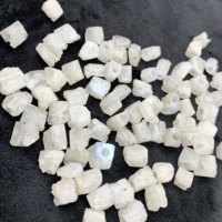 Cuentas de piedra en bruto de piedra lunar arcoíris Natural de 8-10mm, piedras preciosas en bruto perforadas al por mayor para la fabricación de joyas