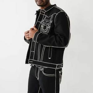 Veste en jean pour hommes avec logo personnalisé en vente directe d'usine Veste en jean confortable à manches longues pour hommes de qualité supérieure - Product Image 2