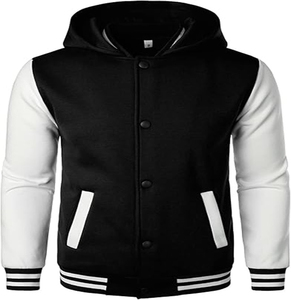 2025 fábrica al por mayor de lana personalizada invierno High Street béisbol Varsity chaqueta hombres Casual deportes doble cara soporte de cuero - Product Image 1