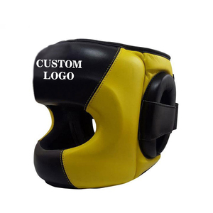 Boxkopfschutz mit Eigenem Logo Schwarz-Gelb PU-Leder Schutzhelm für Erwachsene Unisex Universell Einsetzbar - Product Image 3