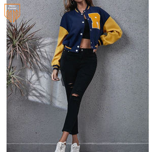 Nouvelle arrivée veste universitaire courte à épaules tombantes pour femmes veste Letterman personnalisée de haute qualité MEGA respirant imprimé - Product Image 6