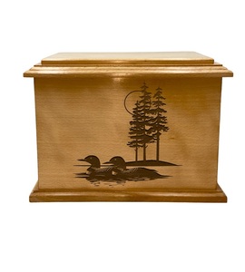 Duck Pond Cremation Wooden Funeral Urn Nature Lovers' with Engraving Human <b>Ash</b> Urn - Product Image 1