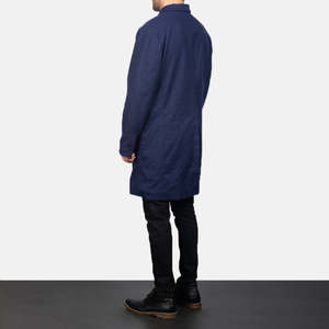 Abrigo de lana cruzado para hombre Claud en azul con tres bolsillos exteriores y dos interiores - Product Image 5