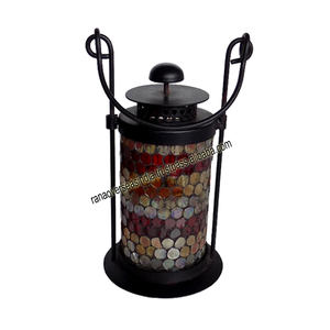Mosaic Design Top Selling <b>Glass</b> and Iron Tea Light Hanging <b>Candle</b> <b>Lantern</b> for Indoor Outdoor and Restaurant Decor - Product Image 5