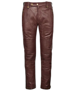 Pantalon de motard premium pour homme, coupe régulière, cuir de vachette aniline, hiver, droit, coupe-vent, doux, durable, grande taille, motards - Product Image 1