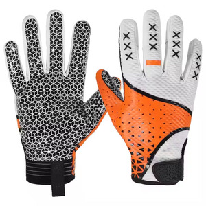 Gants de football pour jeunes antidérapants blancs imprimés avec logo personnalisé en gros Vêtements de sport américains - Product Image 4