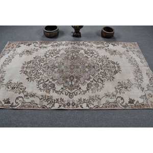 Classic Beige Brown 4.2x7.6ft <b>Vintage</b> Turkish Rug Faux Rabbit Fur Latex Backing Patchwork Hallway Rectangle <b>Sideboard</b> Rugs - Product Image 3