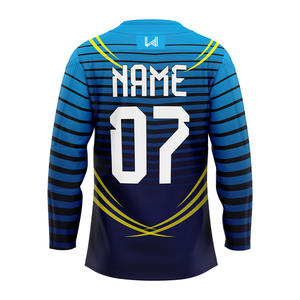 Maillots de hockey sur glace personnalisés imprimés par transfert thermique 100% polyester Adultes Unisexe Quatre directions extensibles Respirant Évacuation de l'humidité - Product Image 3