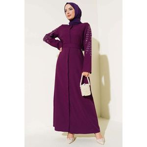 Abaya Violet avec manches ornées de pierres - Product Image 2