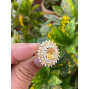 <b>925</b> <b>Silver</b> Natural Citrine <b>Ring</b> Oval Cut Topaz Garnet Yellow Gold Platinum Jewelry Fine Fashion Gemstone <b>Ring</b> for Everyday Wear - Product Image 3