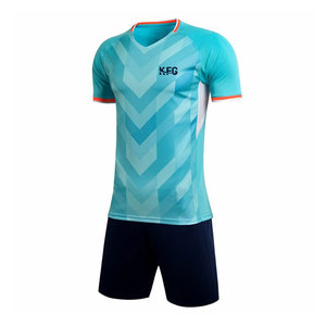 เสื้อฟุตบอลและกางเกงขาสั้นพิมพ์ลายรุ่นใหม่ ผ้าระบายอากาศแห้งเร็ว พร้อมสกรีนชื่อทีมตามสั่ง สำหรับการฝึกซ้อมและการแข่งขัน - Product Image 1