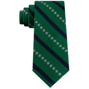 Cravatta da uomo Tommy Hilfiger di alta qualità con motivo a fiocco di neve e righe, verde, taglia normale, casual, alla moda, con stampa personalizzata, idea regalo - Product Image 1