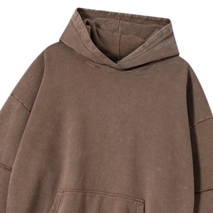 Sudadera con capucha lavada con ácido marrón para hombre, ropa de calle de gran tamaño, sudadera informal holgada con hombros caídos de lana de algodón pesado - Product Image 4