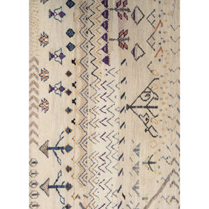 Freedom Manchaha Ivory Large Area Hand Knotted Wool & Silk <b>Rugs</b> Geometric Pattern 10mm <b>Thickness</b> for Teen Home Decor-Lub-8615 - Product Image 3