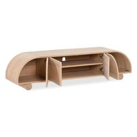 Mueble de TV Europeo Moderno con 4 Puertas, Estructura de Madera de Teca Sólida, Color Personalizado, Mueble para Sala de Estar, Dormitorio u Hotel, para Televisores de 65 Pulgadas o Más