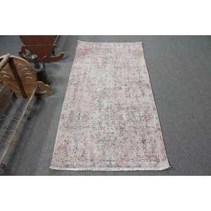 Tapis turc vintage 3x5,8 pieds, tapis marocain en laine rose - Product Image 1